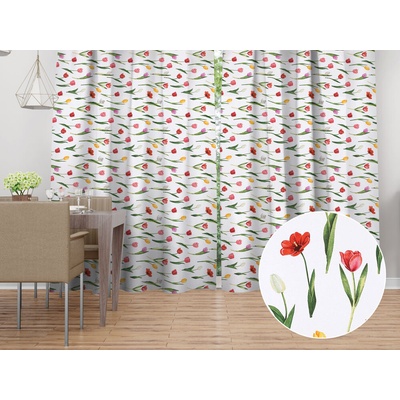 Biante Bavlnený záves Sandra SA-506 Tulipány na bielom 140x210 cm