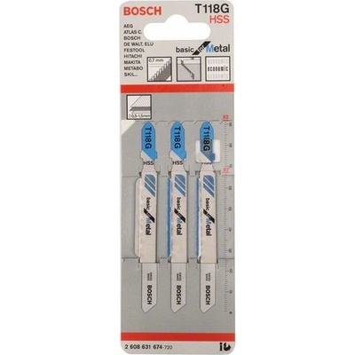 BOSCH Pílový plátok do priamočiarych píly T 118 G, 3ks 2.608.631.674