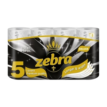 Zebra Тоалетна хартия Zebra Deluxe 5 пласта 8 рула (864467)