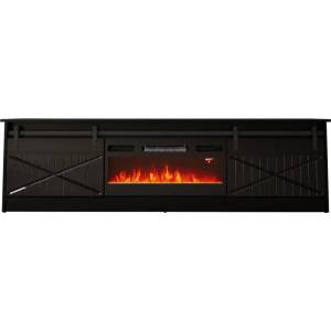 Cama meble RTV GRANERO + шкаф за камина 200x56.7x35 черен/черен гланц (GRANERO+KOM C/C)