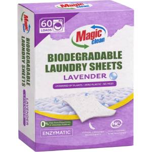  Magic Clean, Биоразградими перилни листчета Lavender, 60 пранета