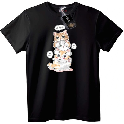 NOONEBRAND Тениска 3 Котки Нищо Не Виждат - M, Black
