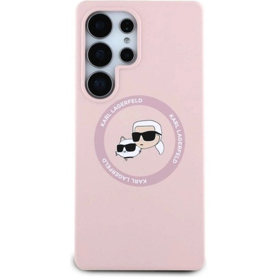 KARL LAGERFELD MagSafe Калъф за Samsung S25 Ultra, Karl Lagerfeld Silicone Double Heads Case, Розов (KLHMS25LSKCHTCP)