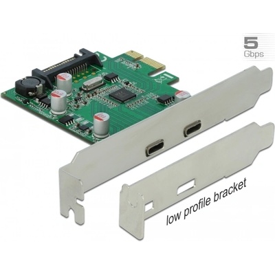 Delock PCI Express x1 карта Delock - 2 x външен SuperSpeed USB (USB 3.2 Gen 1) USB Type-C втулка