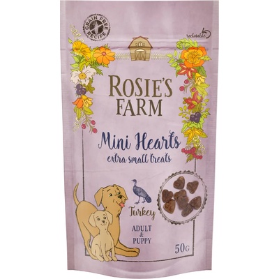 Rosie's Farm Rosie's Farm Snacks Puppy & Adult Mini Hearts с пуешко - 5 x 50 г