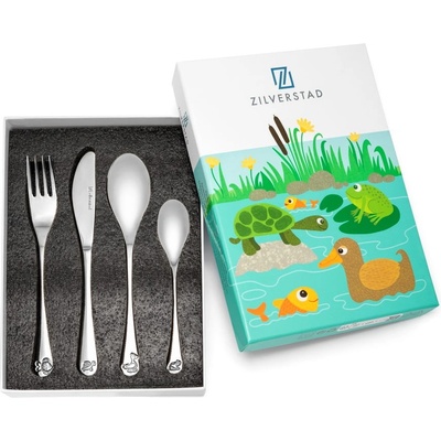 Zilverstad Детски прибори за хранене от неръждаема стомана в сребристо 4 бр. Water life - Zilverstad (4259070)