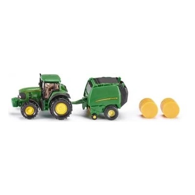 SIKU - Играчка трактор с ремарке и бали John Deere (1665)