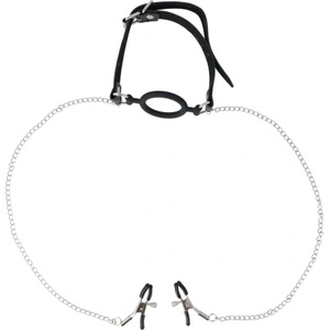 Virgite Ринг за уста с щипки за зърна Nipple Clamps Jewels