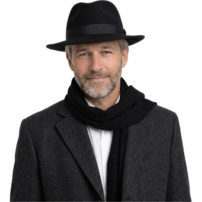 Fiebig plstěný klobouk fedora zimní limitovaná kolekce černý