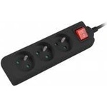 Lanberg 3 slots PL 1.5m black with switch
