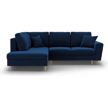 Cosmopolitan Design Син кадифен разтегателен ъглов диван с място за съхранение (ляв ъгъл/L форма) Kyoto - Cosmopolitan Design (COS_LCF_L_2_F2_KYOTO4)