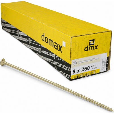 Konštrukčný vrut do dreva 8 × 260 mm, zápustná hlava TX40 – Domax CS