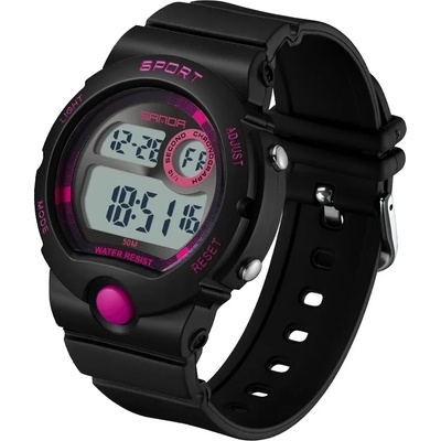 SANDA Детски часовник Sanda Sport V2, Черен / Розов (SANDA-6035-KIDS-BLACK-PINK)