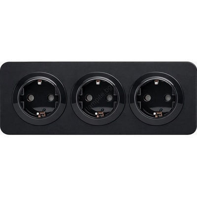 Aigostar - Стенна розетка с рамка 3Z SCHUKO 250V/16A черна (AI2775A)