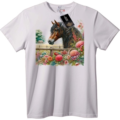 NOONEBRAND Тениска Цветна градина с кон - 2XL, Black