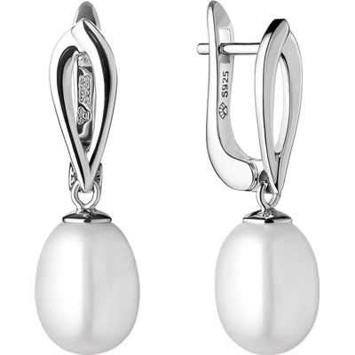Gaura Pearls stříbrné náušnice s řiční perlou Molly SK21108EL Bílá