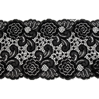 Prima-obchod Elastická krajka / vsadka / běhoun šíře 15 cm, barva 2 černá