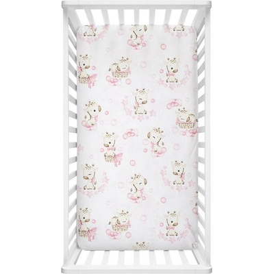 Ankras Bavlna plachta s gumou Žirafky ružové 60x120