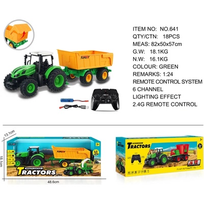 Ramiz RC traktor s otvárateľným žltým prívesom RTR 1:24