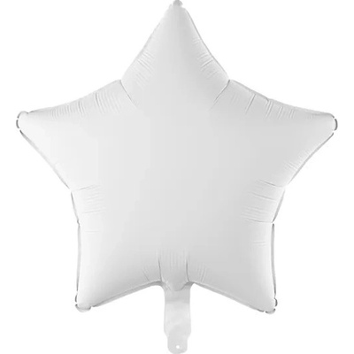 PartyDeco Fóliový balón Biela hviezda matná 48 cm