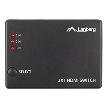 Lanberg Video Switch 3 x HDMI, Micro USB port, Remote Controller, Черен (SWV-HDMI-0003)