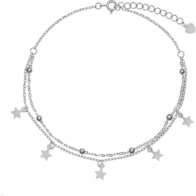 Again Jewelry Stříbrný náramek na nohu s hvězdičkami AJNH0006 – Zboží Dáma