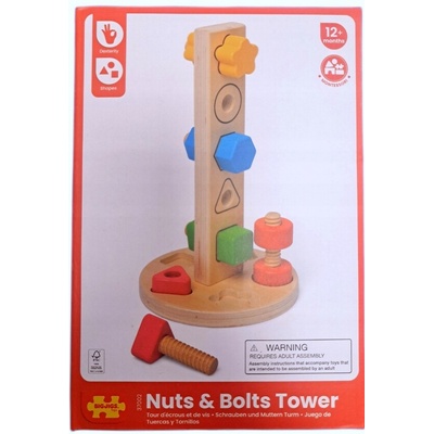 Bigjigs Toys veža s maticami a skrutkami