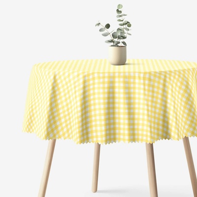 Goldea okrúhly teflónový obrus žlté kocky Ø 110cm