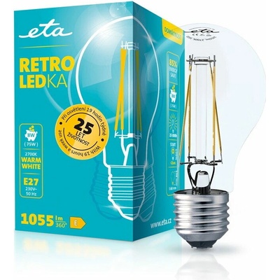 Eta RETRO LEDka klasik filament 8W, E27, teplá bílá