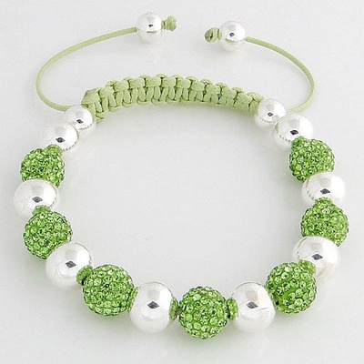 Shamballa náramok zelené kryštáliky PSB105-1