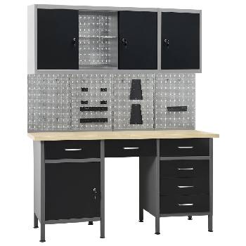 Image 1 of vidaXL Работна маса с четири стенни панела и два шкафа (3053439)