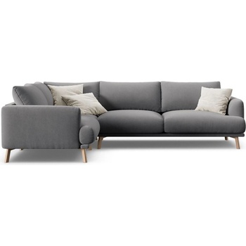 Micadoni Сив кадифен ъглов диван (ляв ъгъл/L форма) Naomi - Micadoni (MIC_LC_L_44_F1_NAOMI4)