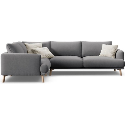 Micadoni Сив кадифен ъглов диван (ляв ъгъл/L форма) Naomi - Micadoni (MIC_LC_L_44_F1_NAOMI4)