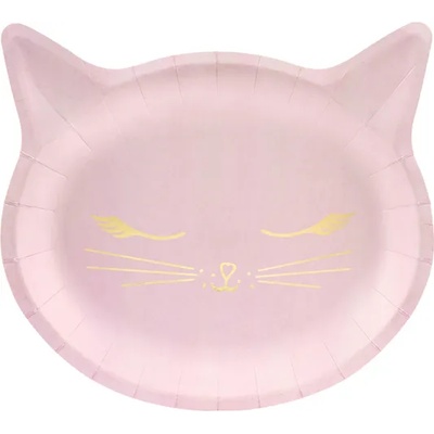 PartyDeco Розови чинии - Коте 22 х 20см 6 бр