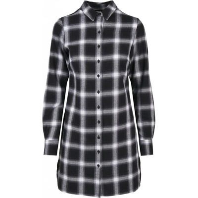 Urban Classics Ladies Cotton Check Shirt Dress cerná bílá