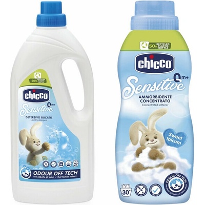 Chicco Prostriedok prací detský Sensitive 1,5 l + Aviváž konc. Sladký Púder 750 ml