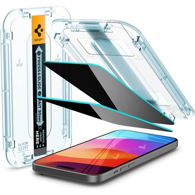 Spigen Glas. Tr Ez Fit Privacy Tempered Glass 2 Pack - 2 броя стъклени защитни покрития с определен ъгъл на виждане за дисплея за iPhone 15 Plus