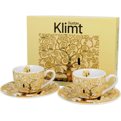 Duo Porcelánová šálka s podšálkou Klimt Ecru Tree Of Life 2 x 90 ml