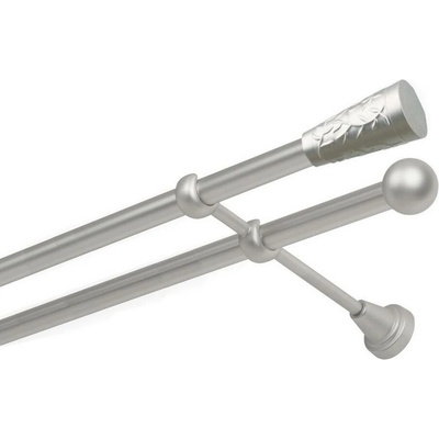 OK-GarnýžeCZ Garnýž kovová dvouřadá 19mm Sevilla satina 170 cm do stěny / na tunýlek - bez kroužků