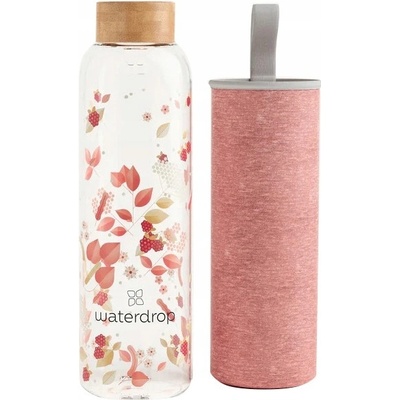 Waterdrop Glass Waterdrop Edition sklenená fľaša na vodu 600 ml + obal na fľašu