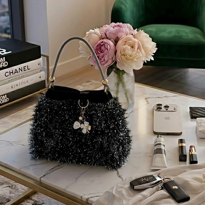 Maliso Stylová party kabelka handmade Červený glamour doplněk na večer černá