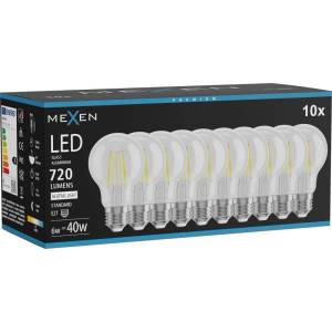 Mexen Vintis 10x LED нажежаема жичка крушка E27, A60, 6W, Неутрална - 4000K, 720 lm, (L150-E27-0640-00x10)