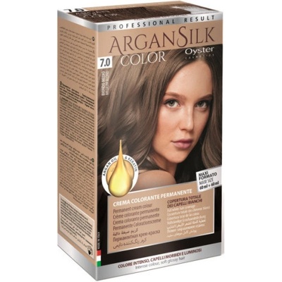 Oyster Cosmetics Permanentní barva na vlasy ARGAN SILK COLOR 7,0 Tmavě kakaová blond – Hledejceny.cz