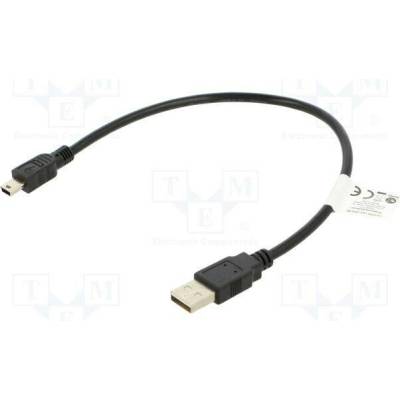 Lanberg CA-USBK-10CC-0003-BK USB 2.0, USB A vidlice,USB B mini vidlice, zlacený, 0,3m