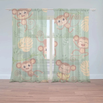 Sablio Záclony Roztomilé opičky: 2ks 150x250cm