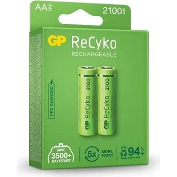 GP Batteries Акумулаторна Батерия GP R6 AA 2100mAh RECYKO 210AAHCE-EB2 NiMH 2 бр. в опаковка GP (GP-BR-210AAHCE-EB2)