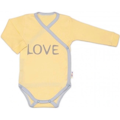 Baby Nellys Body dlhý rukáv Love zapínanie bokom žlté