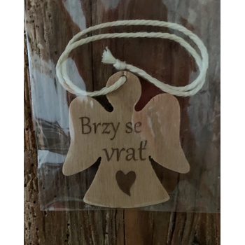 SOJKA Dřevěná vůně do auta - Anděl obrys