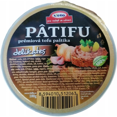 Veto Patifu Paštika tofu delikates 100 g – Zboží Mobilmania