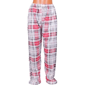 Image 1 of Ватиран макси панталон-пижама с кариран десен